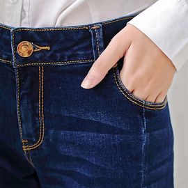 Professional Blue Stretch Women Denim Skinny Jeans High Waisted Full Length